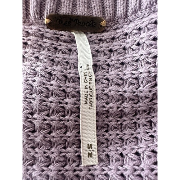 New Free People Purple Moonshine Cold Shoulder Sweater Medium Woven Knit Boho - Picture 4 of 10